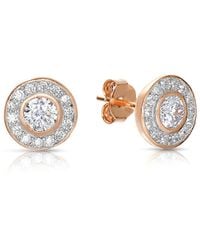Genevive Jewelry - 18k Rose Gold Vermeil Cz Studs - Lyst