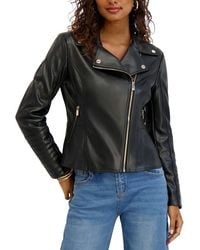 Kensie - Faux Leather Moto Jacket - Lyst