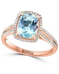 Effy Fine Jewelry - 14K Rose 2.24 Ct. Tw. Diamond & Aquamarine Ring - Lyst