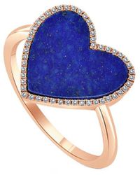 Sabrina Designs 14k Rose Gold 1.75 Ct. Tw. Diamond & Lapis Heart Ring - Blue