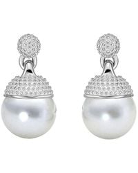 Belpearl - Silver 10mm Freshwater Pearl Earrings - Lyst
