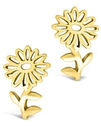 Sterling Forever - 14k Over Silver Birth Flower April Daisy Studs - Lyst