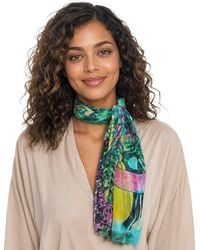 Blue Pacific - Floral Seashells Cashmere-Blend Neckerchief - Lyst