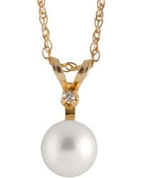 Splendid - 14k 0.03 Ct. Twdiamond & 6-6.5mm Pearl Pendant/necklace - Lyst
