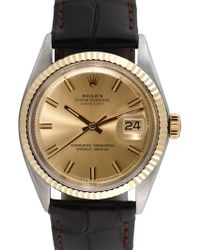 Rolex Two-tone Stainless Steel & Leather Datejust Watch, 36mm - Metallic