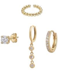 Liv Oliver - 18K Plated Cz Earrings Cuff Set - Lyst