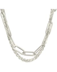 Sterling Forever - Silver Emery Paperclip & Curb Chain Layered Necklace - Lyst