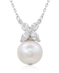 Suzy Levian - Silver 0.02 Ct. Tw. Diamond & Created White Sapphire Necklace - Lyst