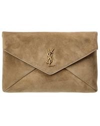 Saint Laurent - Cassandre Large Suede Envelope Pouch - Lyst