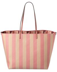 Fendi - Roll Large Canvas & Leather Tote - Lyst