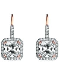 Genevive Jewelry - 18k Rose Gold Vermeil Cz Drop Earrings - Lyst