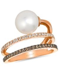 Le Vian - Le Vian Vanilla Pearls 14k Rose Gold 0.37 Ct. Tw. Diamond & 8-9mm Pearl Half-eternity Ring - Lyst