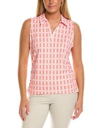 Stella Parker - Ruched Split Neck Polo Shirt - Lyst