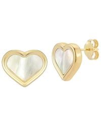 Italian Gold - 14k Pearl Heart Studs - Lyst
