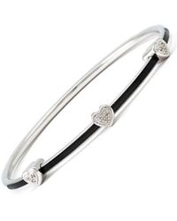 Diamond Select Cuts - Steel 0.03 Ct. Tw. Diamond Heart Bangle Bracelet - Lyst