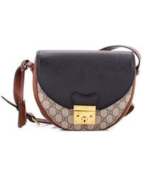 Gucci - Gg Coated Canvas & Leather Padlock Saddle Shoulder Bag Small (Authentic Pre-Loved) - Lyst