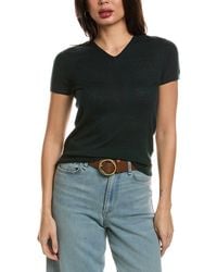 Vince - High V-Neck Wool T-Shirt - Lyst