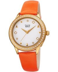 Burgi - Burgi Leather Diamond Watch - Lyst