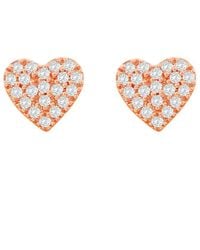 Suzy Levian - 14k Rose Gold 0.09 Ct. Tw. Diamond Heart Earrings - Lyst
