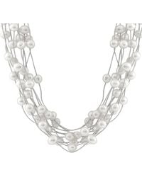 Splendid - Rhodium Over Silver 6-6.5mm Pearl Necklace - Lyst