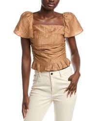 Maje - Flutter Sleeve Linen-Blend Top - Lyst