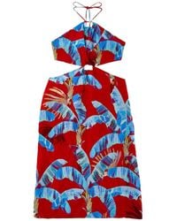 FARM Rio - Sweet Jungle Cutout Linen-blend Midi Dress - Lyst