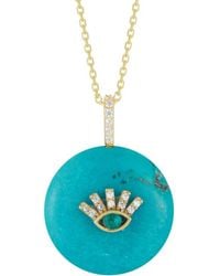 Sphera Milano - 14k Over Silver Turquoise Cz Evil Eye Necklace - Lyst
