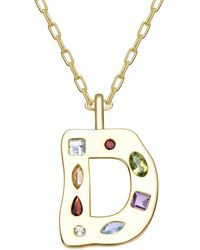 Genevive Jewelry - 14K Plated Cz Alphabetical Necklace - Lyst