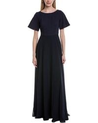 Rene Ruiz - Boat Neck Chiffon A-line Gown - Lyst