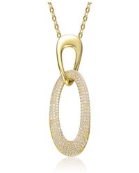 Genevive Jewelry - 14K Plated Cz Pendant Necklace - Lyst