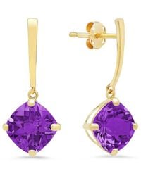 MaxColor - 14k 3.20 Ct. Tw. Amethyst Drop Earrings - Lyst