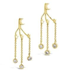 Sterling Forever - 14k Plated Moon & Star Jacket Earrings - Lyst