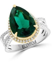 Effy Fine Jewelry - 14K Two-Tone 4.80 Ct. Tw. Lab-Grown Diamond & Lab-Grown Emerald Ring - Lyst