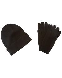 Qi - Cashmere 2pc Ribbed Cashmere Hat & Glove Set - Lyst
