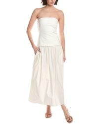 Rag & Bone - Irina Mixed Media Strapless Midi Dress - Lyst