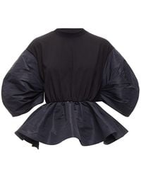 McQueen - Round Puff Sleeve Peplum Contrast Top, Size It (Authentic Pre-Loved) - Lyst