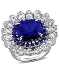 Rina Limor - 14K 19.12 Ct. Tw. Lab-Grown Diamond & Lab-Grown Sapphire Floral Ring - Lyst