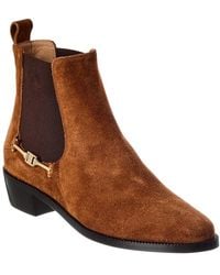 Ferragamo - Chelsea Suede Bootie - Lyst