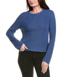 Hannah Rose - Picot Stitch Shaker Crewneck Cashmere-blend Sweater - Lyst