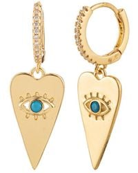 Eye Candy LA - Luxe Collection 18k Plated Cz Eye Heart Earrings - Lyst