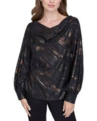 Halston - Printed Boat Neck Top - Lyst