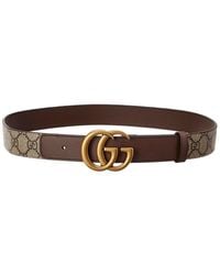 Gucci - GG Supreme Canvas & Leather Belt - Lyst