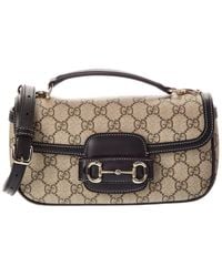 Gucci - Horsebit 1955 Soft Small Top Handle Gg Supreme Canvas & Leather Shoulder Bag - Lyst
