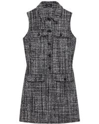 Theory - Wool-Blend Melange Tweed Military Mini Dress - Lyst