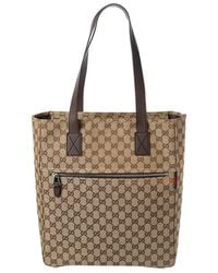 Gucci - GG Canvas & Leather Tote - Lyst