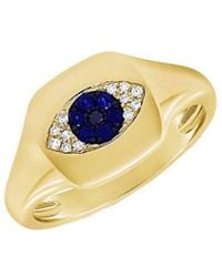 Sabrina Designs - 14k 0.03 Ct. Tw. Diamond & Sapphire Signet Ring - Lyst