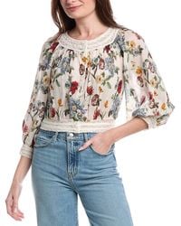 Alice + Olivia - Cherelle Gathered Crop Blouse - Lyst