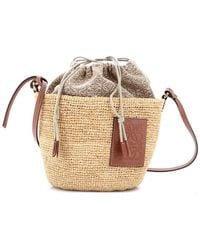 Loewe - Woven Raffia & Leather Pochette Crossbody With Anagram Jacquard (Authentic Pre-Loved) - Lyst