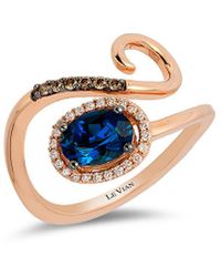 Le Vian - Le Vian 14k Rose Gold 1.01 Ct. Tw. Diamond & Blue Topaz Ring - Lyst