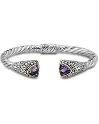 Samuel B. - 18K & 5.60 Ct. Tw. Amethyst Cable Bangle Bracelet - Lyst